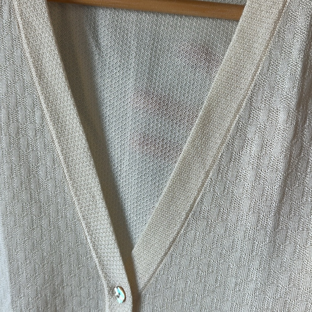 Barneys New York Cashmere Silk Merino Knit Vest Cream Textured Made in Italy - Picture 12 of 13